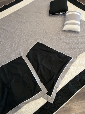 Madison Park Quilt Set King + 2 Pillows And 2 Shams Black Gray Ivory-image