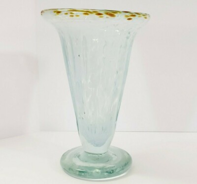 Studio Art Glass Cone Shaped Flower Vase Vessel Hand Blown Signed-image