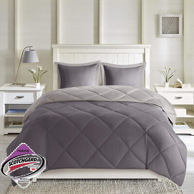 Madison Park Essentials Down Alternative Comforter Set | Full/Queen | Charcoal.-image