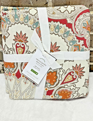 Pottery Barn Valencia Paisley Duvet Cover Full Queen Size Multicolor BOHO New-image