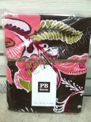 Pottery Barn Teen Boho Floral Flowers Blooms Bed Duvet Cover Twin Brown organic-image