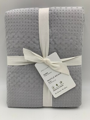 Pottery Barn Honeycomb Waffle Weave Organic Cotton Sham Euro Gray Mist #G395-image