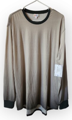 Lularoe Dipped Large Hudson Long Sleeve L Ombre Charcoal Tan NEW!-image