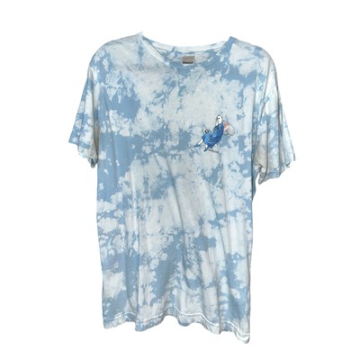 Rip N Dip Blue White Tie Dye Short Sleeve Graphic Cat Angel T-Shirt Size Large-image