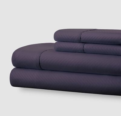 Ienjoy Home Purple Chevron Embossed Soft Microfiber 4-Piece Queen Sheet Set-image