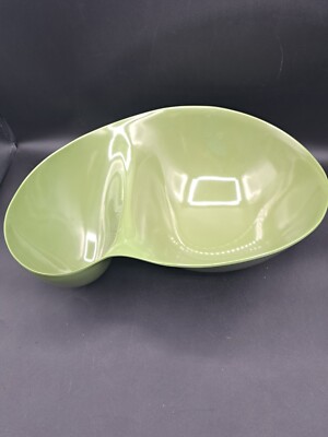 Vintage Melmac Melamine Serving Bowl Large Green MCM Retro Dip Bowl Salad Bowl-image