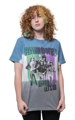 Ramones T Shirt Hey Ho Retro Band Logo new Official Unisex Dip Dye Blue-image