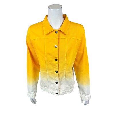 Women with Control Women;s My Wonder Denim Dip Dye Jacket Sunshine Large Size-image