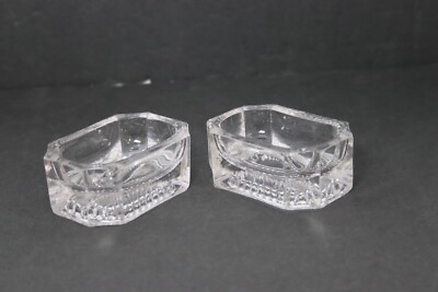 Antique Salt Dips Clear Glass Large Thick Heavy Open Salt 3-7/16 x 2-5/16