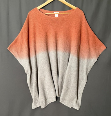 J. Jill Pure Jill Ombre Poncho Sweater Women One Size Dip Dyed Salmon Gray -image