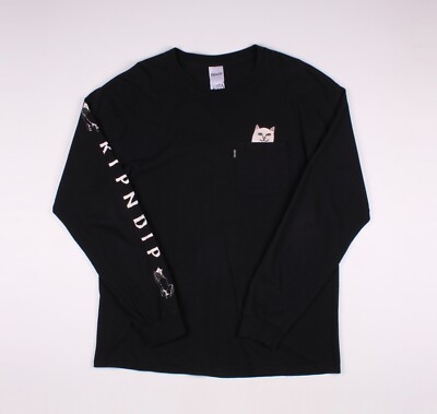 Men's Rip N Dip LORD NERMAL Black L/S POCKET TEE Size L-image