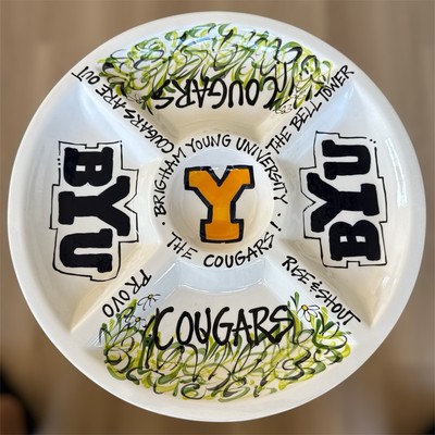 T Cabells Too -  Magonolia Lane BYU Brigham Young Cougars Chips And Dip Platter-image