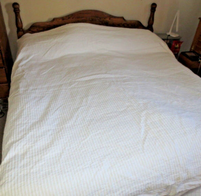 Pottery Barn Heavy 100% Cotton Corded King Cal King White Duvet Cover Button Tie-image