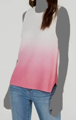 Inc International Concepts Women's White Pink Dip-Dye Knit Top Size L-image