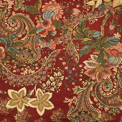 2 Pottery Barn Euro Pillow Shams Red Floral/ Paisley CLARA 26x26 Cotton #0840-image