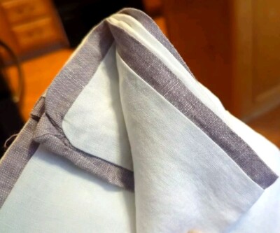 Pottery Barn Belgian Flax Linen Contrast Flange Euro Sham White - Lavender NWT-image