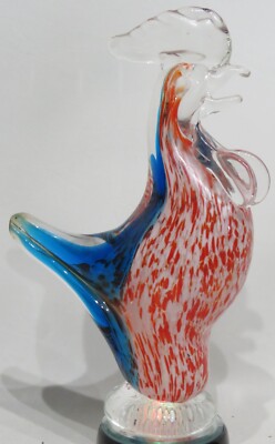 Murano Style Rooster /Chicken Shaped Art Glass Studio Paperweight 10