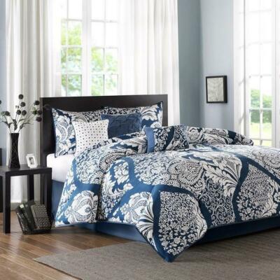 Madison Park 7 Piece Cotton Printed Comforter Set - Cal King MP10-3831,Indigo-image