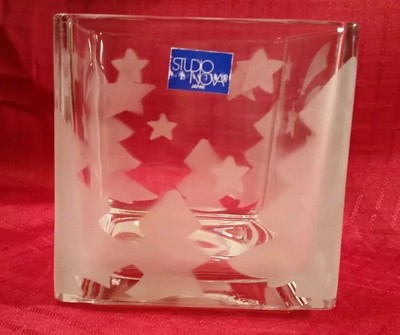 Studio Nova Japan Frosted Glass Christmas Winter Frost Candle Holder Trees Stars-image
