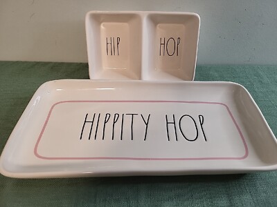 Rae Dunn 2 Pc Stoneware Serving Set Spread Dip Hip hop hippity hop-image
