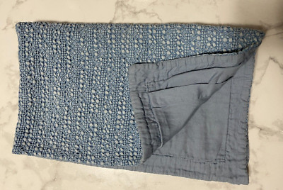 Pottery Barn King Pillow Sham 100% Cotton Honeycomb Blue Made in India-image