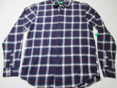 NWT Dip Mens Size L Casual Shirt Navy Check Long Sleeve Buttons Front Collared-image