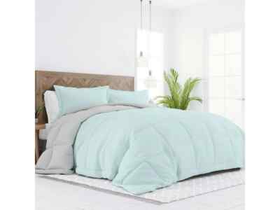 iEnjoy Home Reversible Down Alternative Comforter-Twin/Twin XL-Aqua/Gray-image