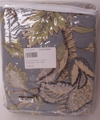 Pottery Barn Azalea Palempore Floral FQ full queen f/q duvet cover, blue green-image