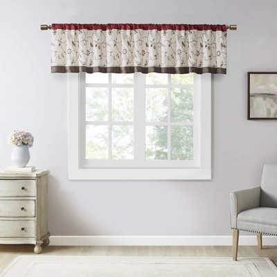 Serene Embroidery Room-Darkening Valance Window Treatment Rod Pocket/Back Tab...-image