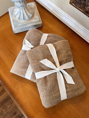 Pottery Barn Cozy Fleece King Shams Camel Set Of 2 NWOT-image