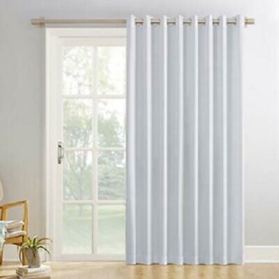 Sun Zero ExtraWide Blackout Grommet Patio Door Curtain Panel 100x 84 Dove White-image