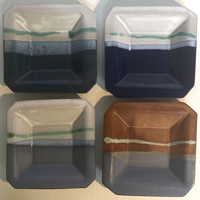 Frank DiGangi Studio Pottery Small Plates Bowls Handmade Sushi Dipping Set Of 4-image