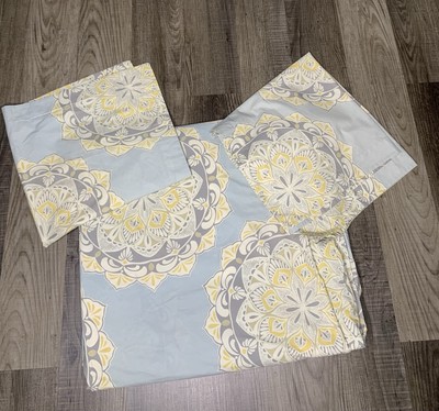 Pottery Barn CRESSIDA MEDALLION F/Q Full/Queen Duvet Cover+2 Euro Shams BLUE-image