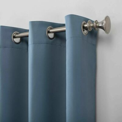 Sun Zero- Kenneth Energy Saving Blackout Grommet Curtain Panel 63x40 Blue-image
