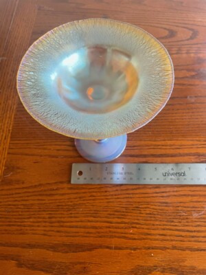 EXRARE TIFFANY 1916 HUGE FAVRILE TRUMPET VASE COMPOTE GLASS NO CHIPS NO CRACKS-image