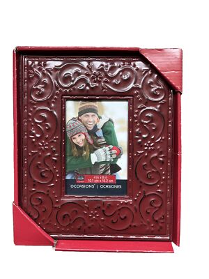 Michael's Studio Decor Occasions 2012 PHOTO frame red metal black distress 4 x 6-image