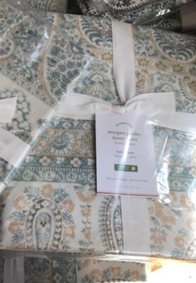 Pottery Barn Meagan Paisley Duvet Cover Blue Green Queen No Shams Megan New🦩-image