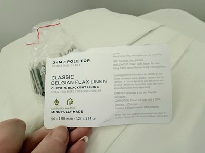 Pottery Barn Classic Belgian Flax Linen Drape 50x108