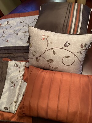 Madison Park Throw Pillows, 3 Pillows And 2 King Shams Rust  Brown Serene-image