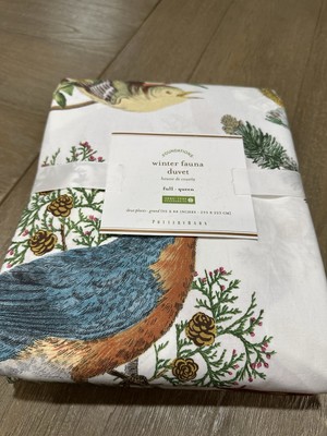 Pottery Barn Winter Fauna Duvet Cover Full Queen Cardinal-image