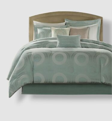 Madison Park Blue Baxter 7-Piece Comforter Set, Queen Size-image