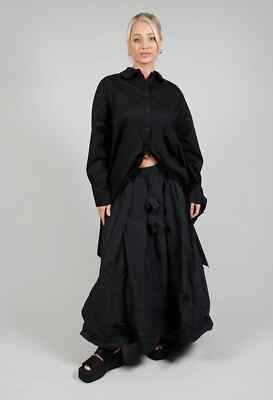 DIPPED HEMLINE SKIRT IN BLACK, SIZE L, AVANTGARDE, LAGENLOOK, LAYERING-image