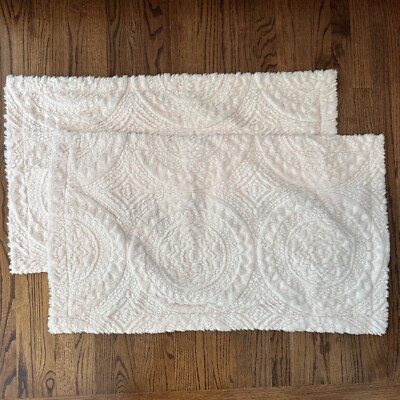 MADISON PARK MEDALLION ULTRA PLUSH KING SIZE PILLOW SHAMS ~ PASTEL PINK ~ NWOT-image