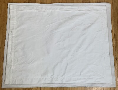 1 Pottery Barn Teen Pillow Sham Standard White w/ Light Gray Embroidered Border-image