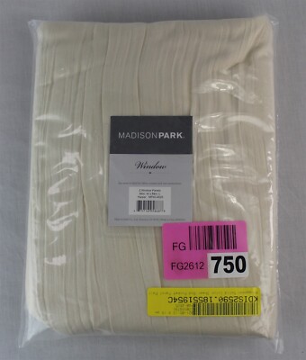 Set of Two Madison Park Harper Sheer Window Curtain Panels – Cream – 42”W x 84”L-image