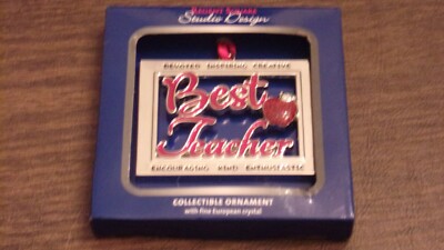 NIB Best Teacher Collectible Ornament Regent Square Studio Design With Crystal-image