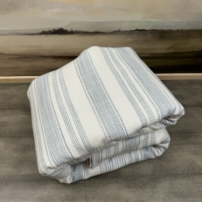Pottery Barn Hawthorn Striped Cotton Duvet Cover Full/Queen Chambray Blue Spots-image