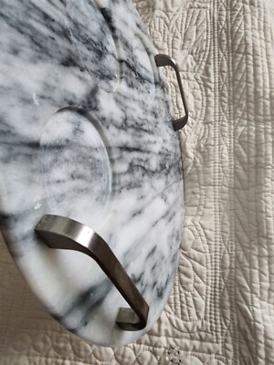  Gailstyn-Sutton Vintage 3 dipping bowl space Marble Charcuterie board w/ handle-image