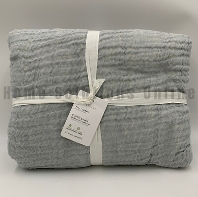 Pottery Barn Cloud Cotton Linen Duvet Cover Chambray Blue Full Queen #F55G-image