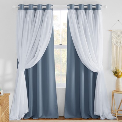 Bedroom Curtains for Kids, Room Darkening Thermal Insulated Sliding Glass Doo...-image